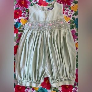 Carriage Boutiques Friedknit Creations Romper w/ Embroidered Smock Chest - 9mos